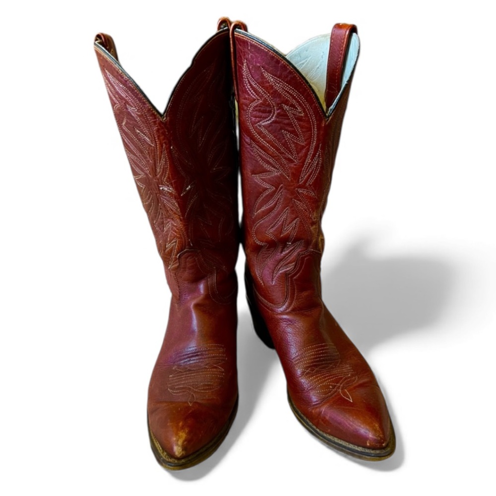 Burgundy Red Leather ACME Cowboy Boots